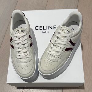 Celine Men's Sneakers in White and Burgundy